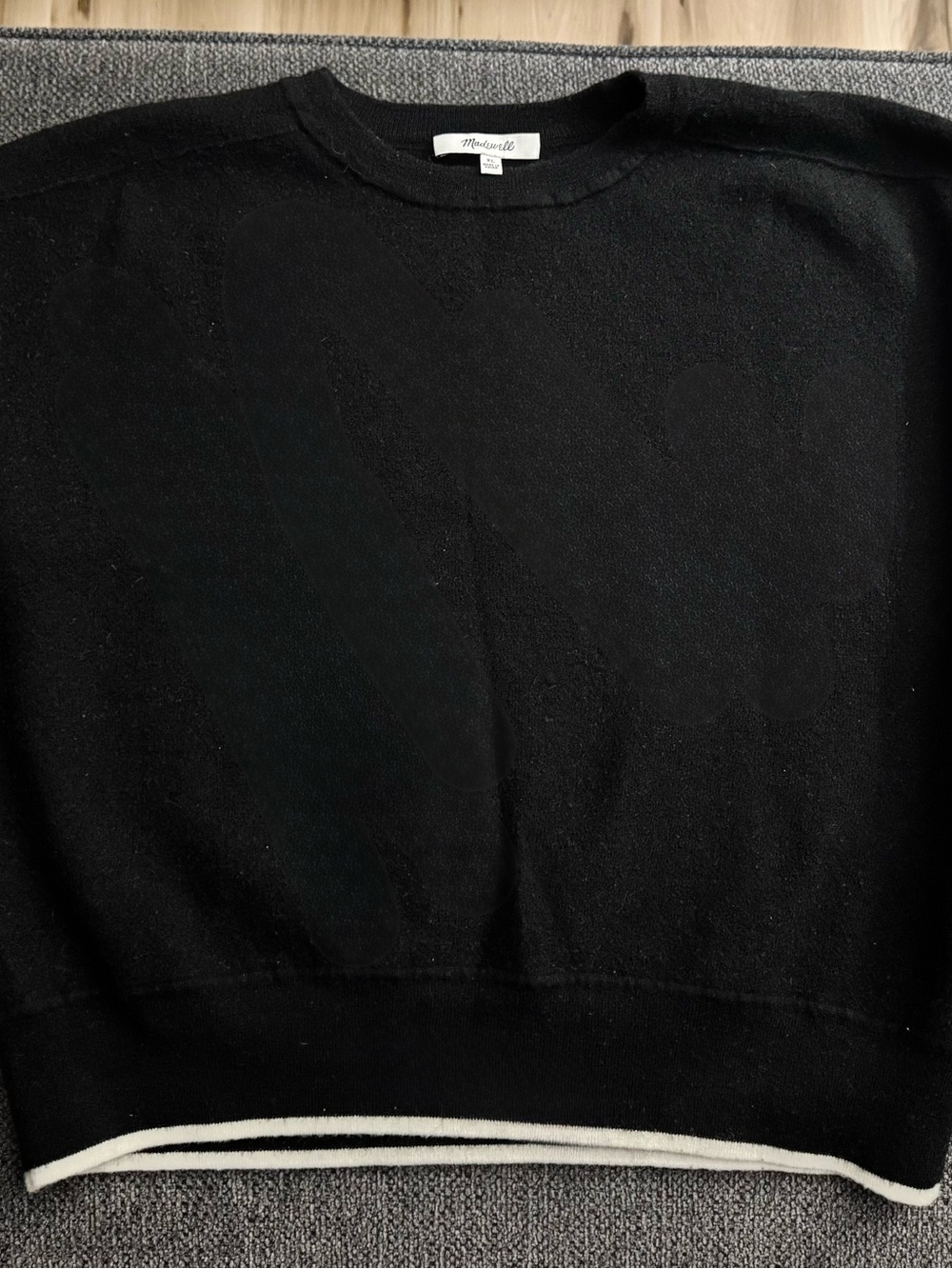 Madewell Black Crewneck Sweater with White Contrast Hem